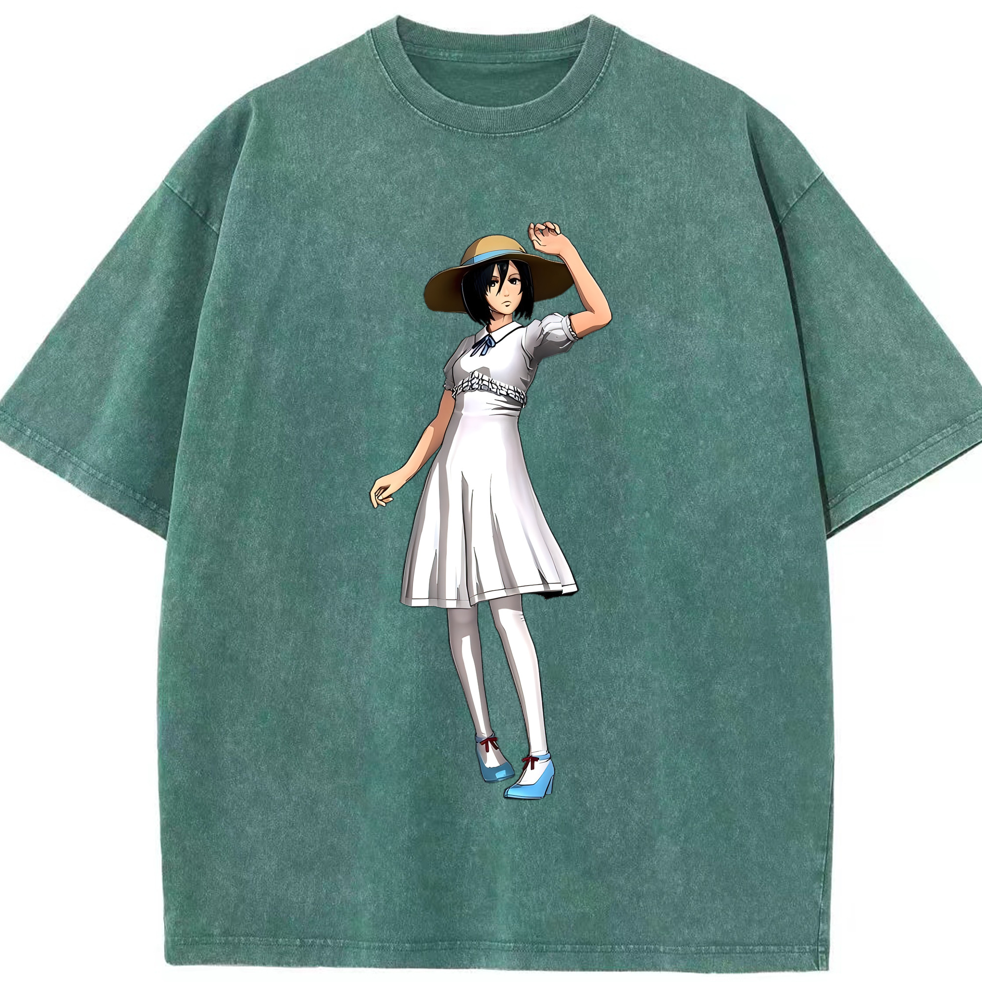 （画像用） 進撃の巨人 ミカサ·アッカーマン Attack on Titan Mikasa Ackerman 綿100% ヴィンテージ風 半袖Tシャツ（フロントプリント）